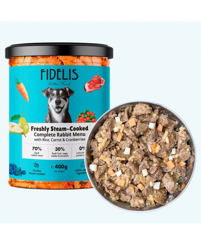 Fidelis Rabbit with Brown Rice, Carrot and Cranberries Menu